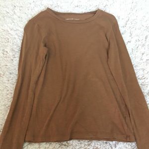 american eagle long sleeve brown top